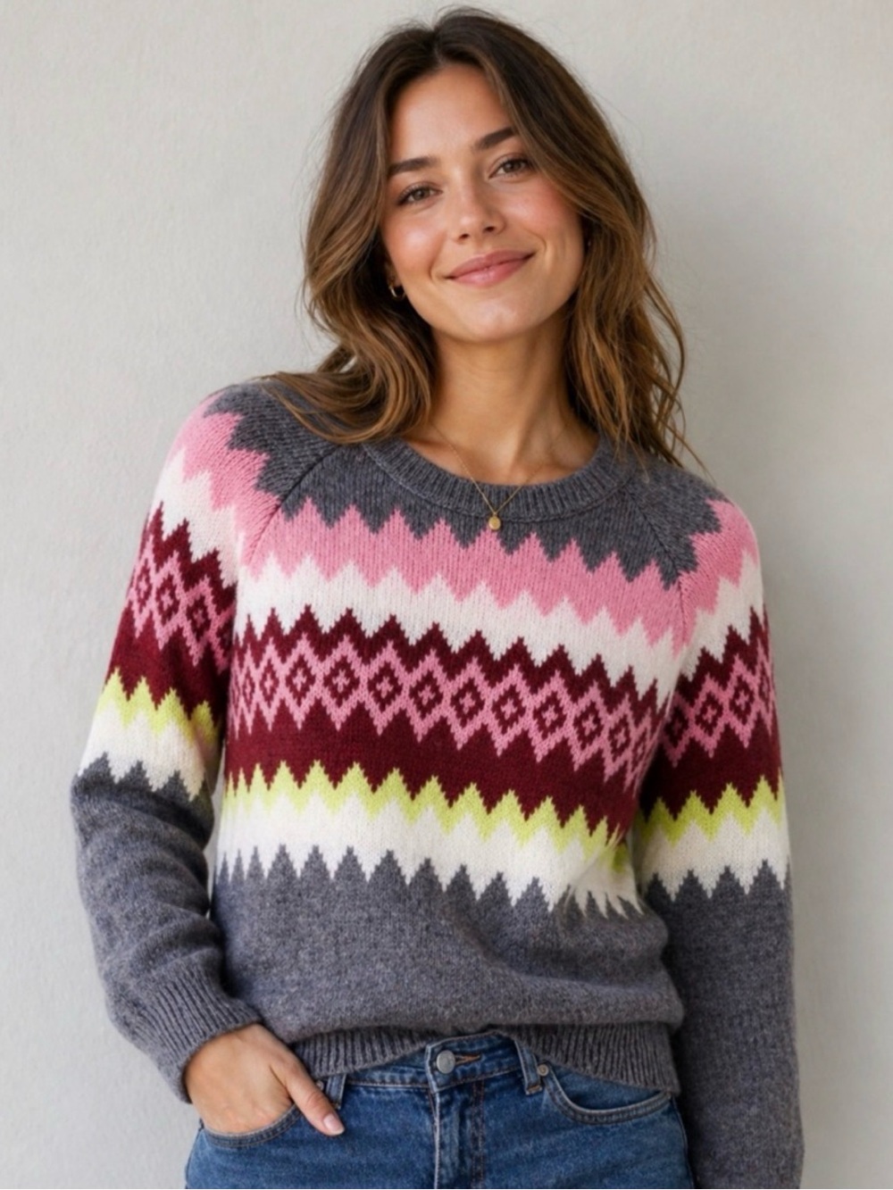 Colorful Chevron Fair Isle Crew Neck - Mossimo Supply Co. - Picture 7 of 7